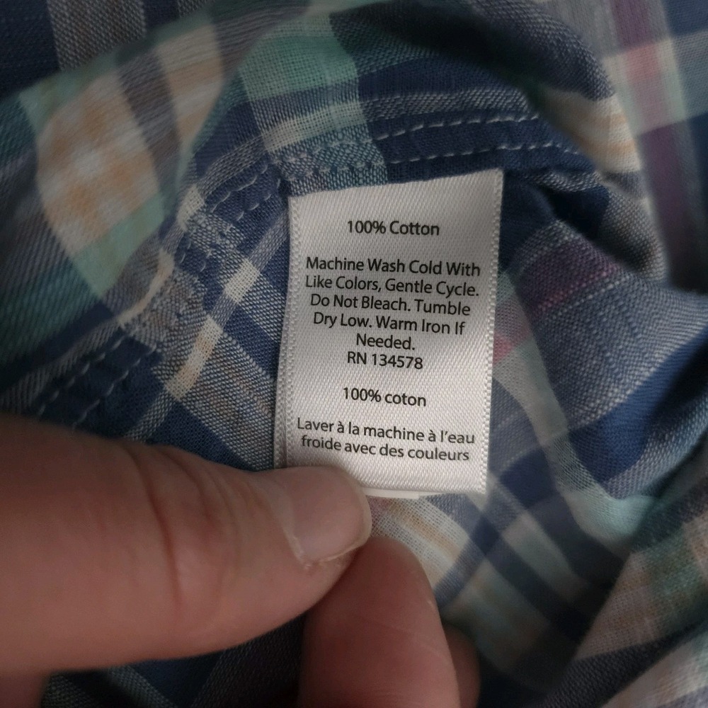 Vineyard Vines Mens Small Blue Plaid Slim Fit Tucker Button Up Shirt Lightweight - Picture 7 of 7